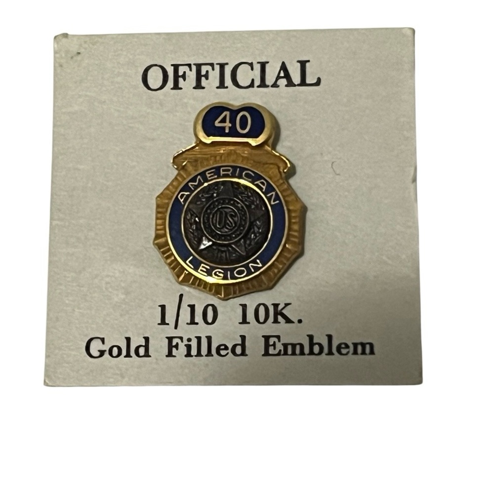 Vintage Official American Legion 40 Year 10K Gold Filled Pin